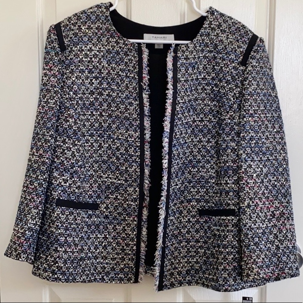 Tahari Arthur S Levine Shimmer Tweed Jacket
